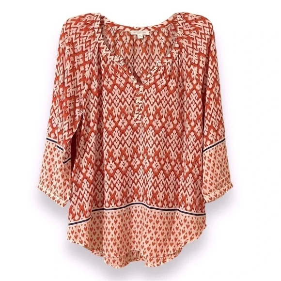BEACHLUNCHLOUNGE “Sonya” Bohemian Ikat Print Top Blouse Size Small - Picture 2 of 6